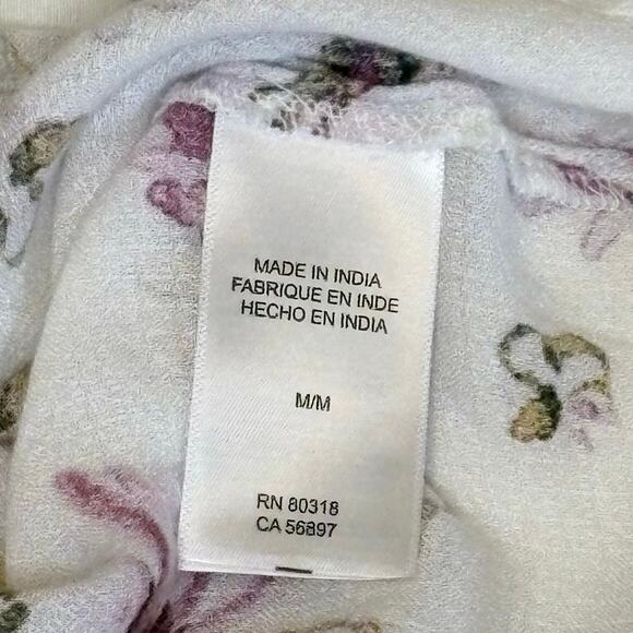 Lucky Brand Women’s M Peasant Blouse Top | White Floral Long Sleeve Boho - Picture 7 of 13